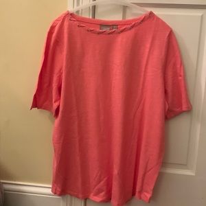 NWT Bright Pink Chico’s Rope Boat Neck Elbow Sleeve Tee- Size 3 (XL)